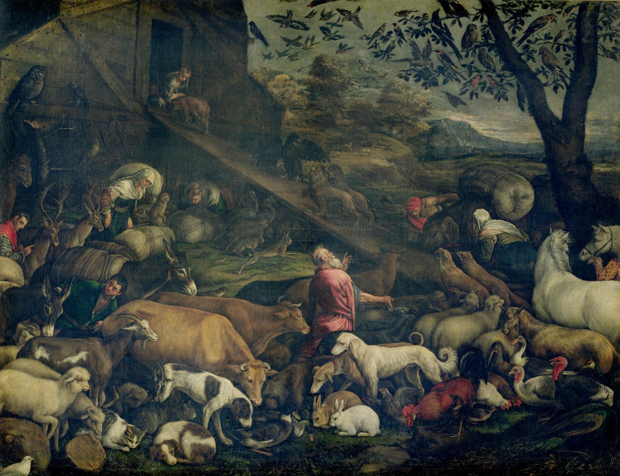 Zwierzęta wchodzące do arki autorstwa Jacopo Bassano