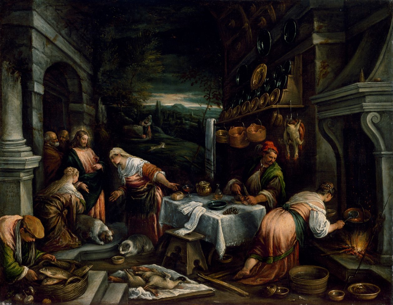 Chrystus w domu Marii, Marty i Łazarza autorstwa Jacopo Bassano