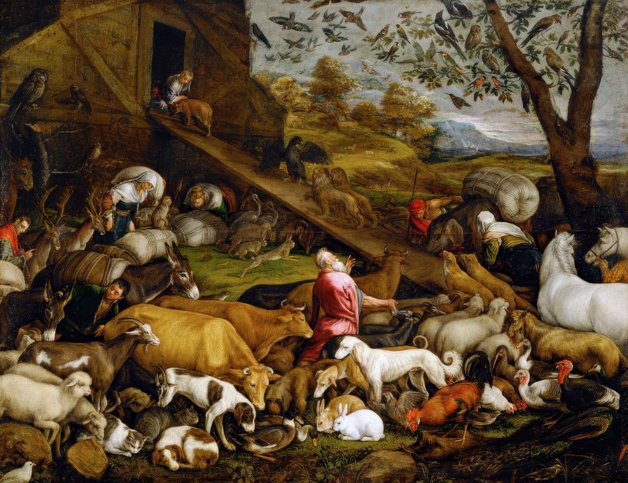 Wejście zwierząt do arki autorstwa Jacopo Bassano
