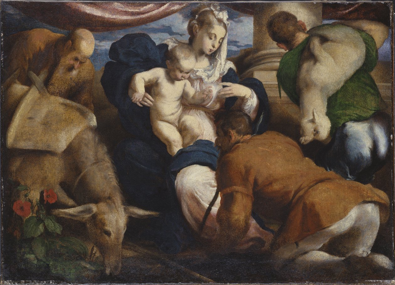 Adoracja pasterzy autorstwa Jacopo Bassano