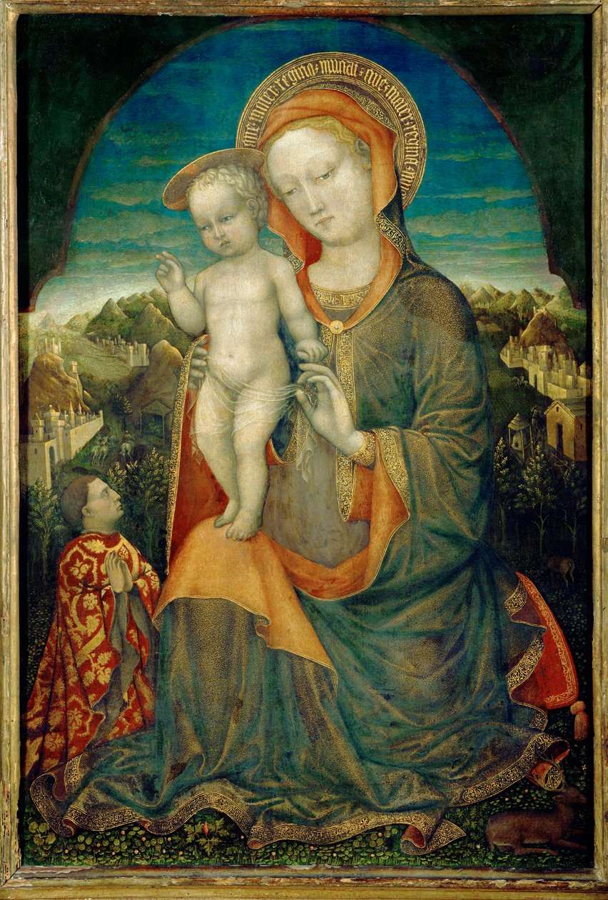 Dziewica Pokorna i Dzieciątko adorowane przez Leonello ... autorstwa Jacopo Bellini