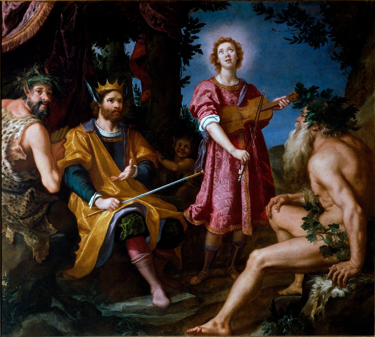 Sąd nad Midasem między satyrem Marsjaszem i Apollem (Painting autorstwa Jacopo Chimenti Empoli