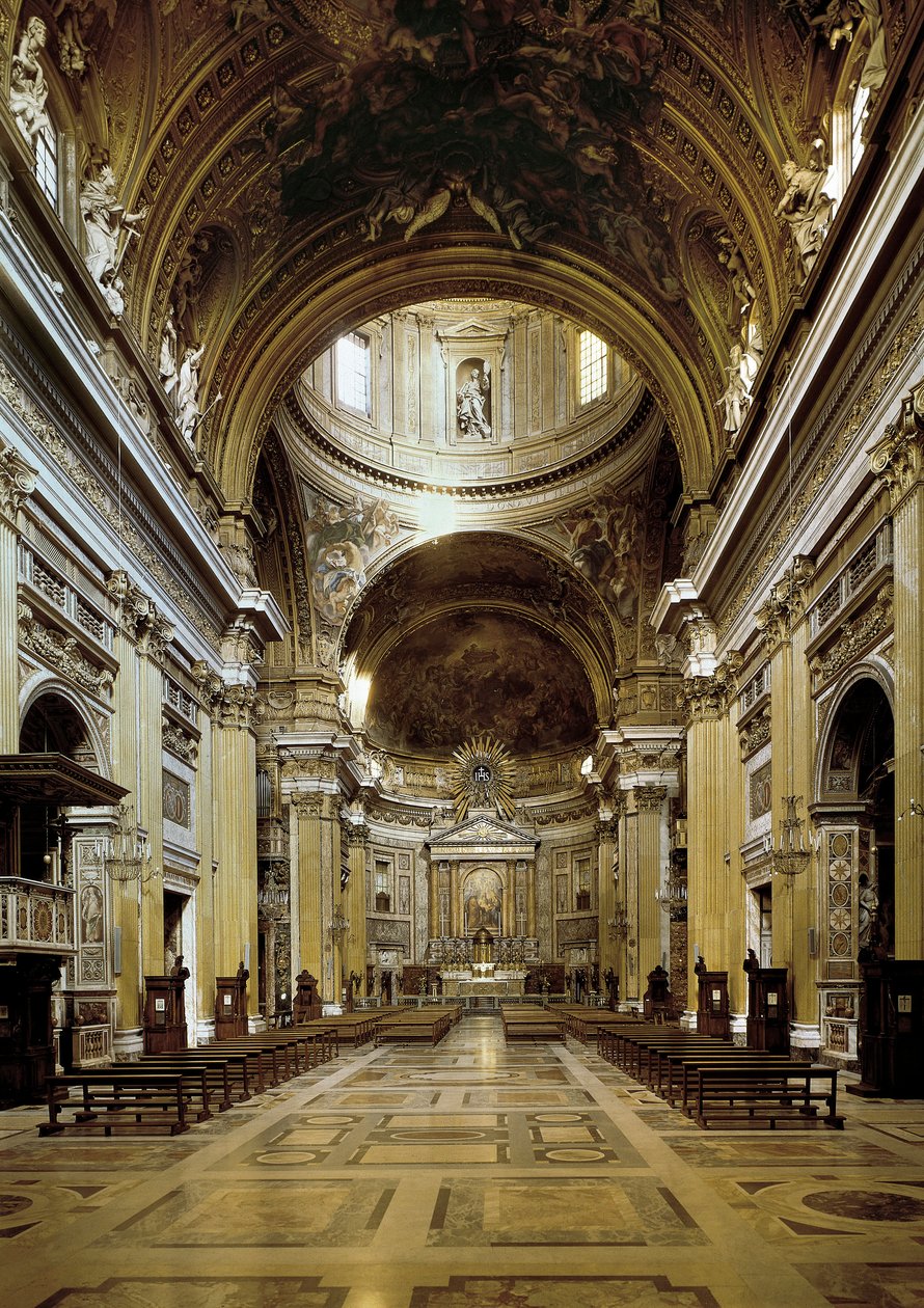 Widok wnętrza Chiesa del Gesu, zbudowanego w latach 1568-75 autorstwa Jacopo Vignola