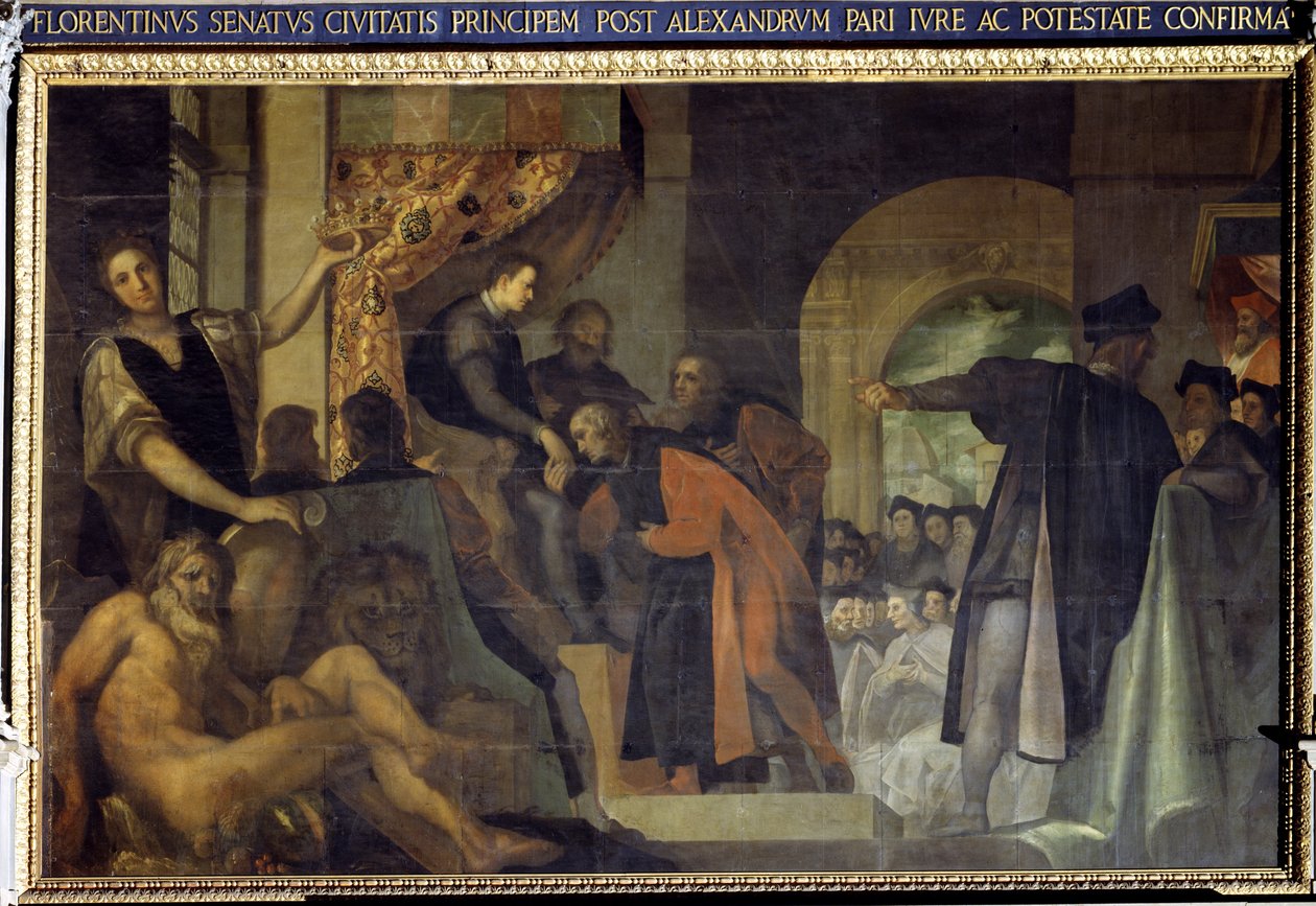Cosimo I de Medici mianowany księciem przez Senat Florencji autorstwa Jacopo Ligozzi