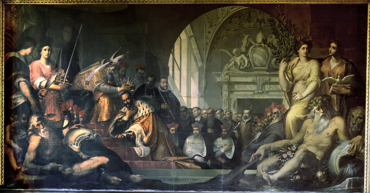 Cosimo I de Medici przyjmujący papieża Piusa V autorstwa Jacopo Ligozzi