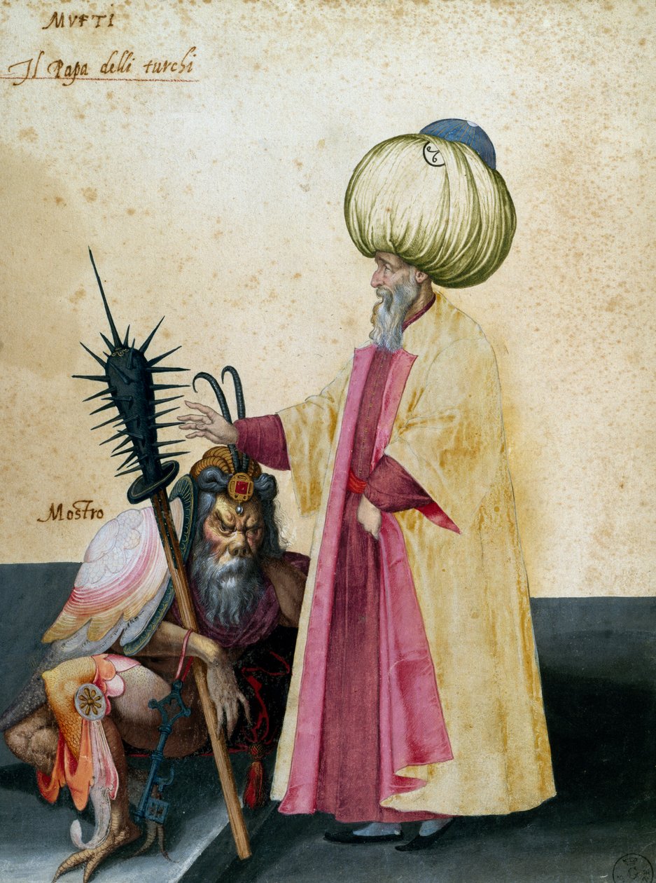 Mufti i potwór, rysunek Jacopo Ligozzi (1547-1627) autorstwa Jacopo Ligozzi