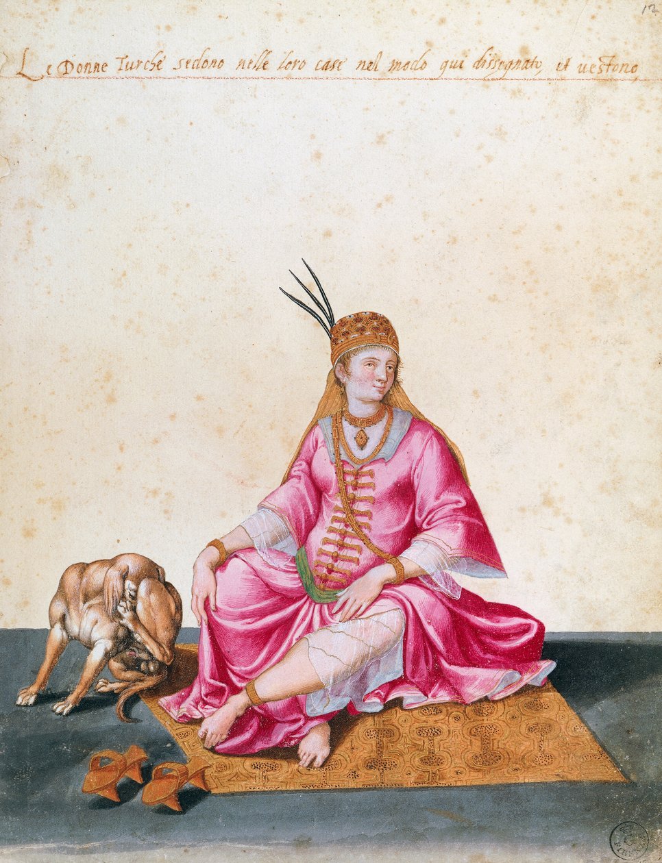 Turczynka z psem, rysunek Jacopo Ligozzi (1547-1627) autorstwa Jacopo Ligozzi
