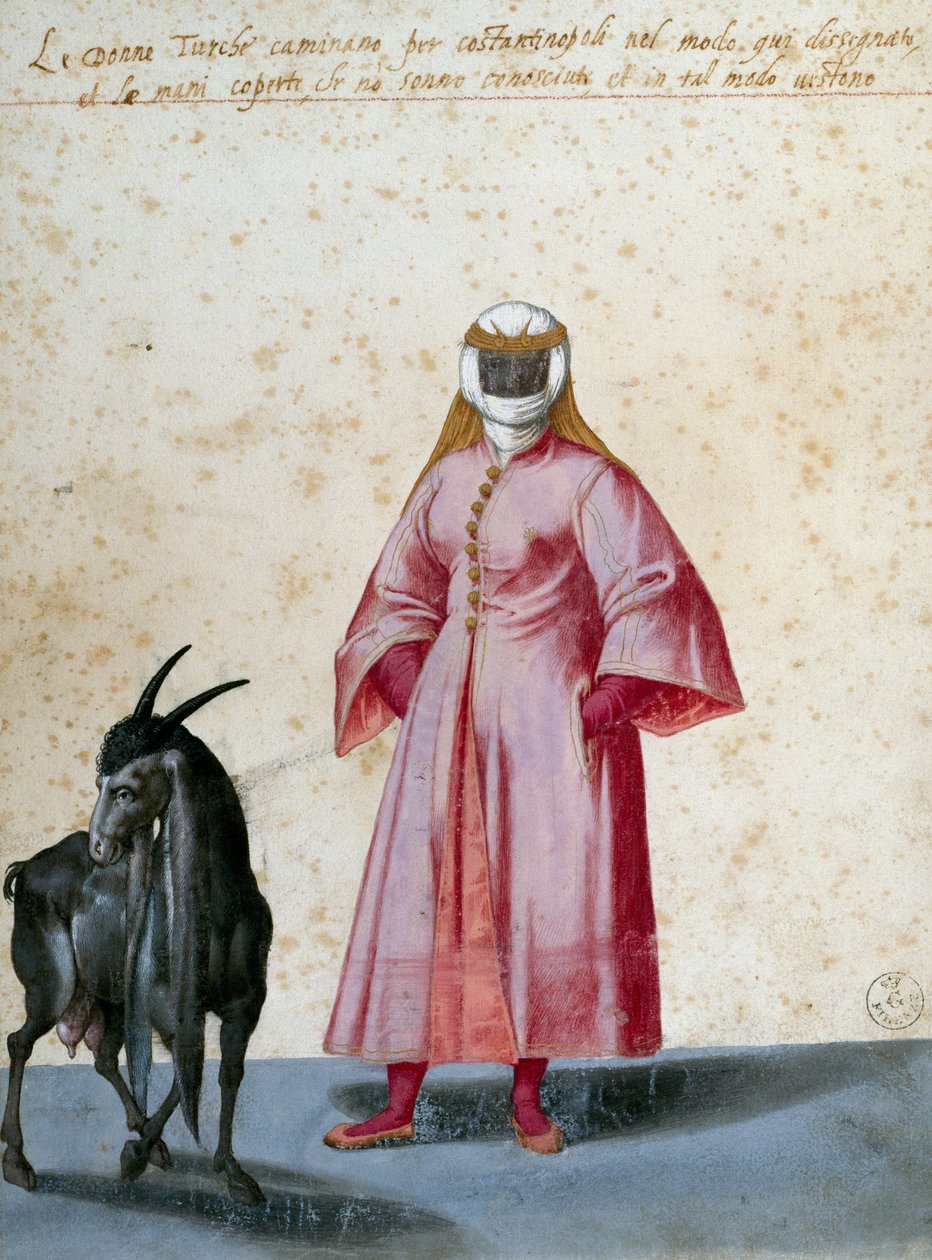 Turczynka z kozą, rysunek Jacopo Ligozzi (1547-1627) autorstwa Jacopo Ligozzi
