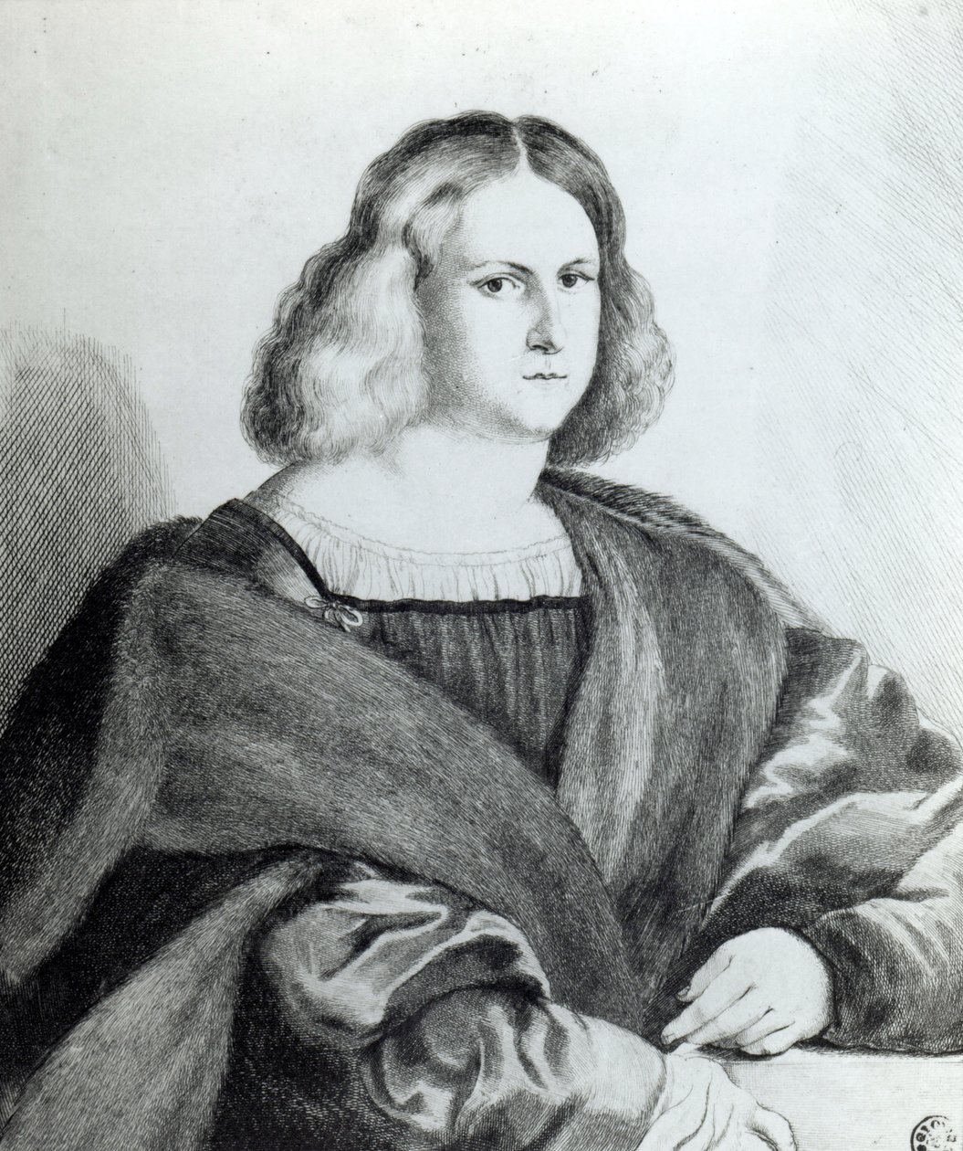 Portret młodego mężczyzny, grafika Wenceslaus Hollar, 1650 autorstwa Jacopo Palma