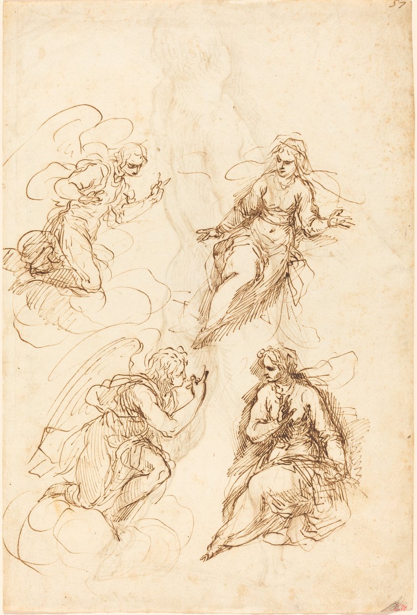 Studia do Zwiastowania [recto] autorstwa Jacopo Palma il Giovane