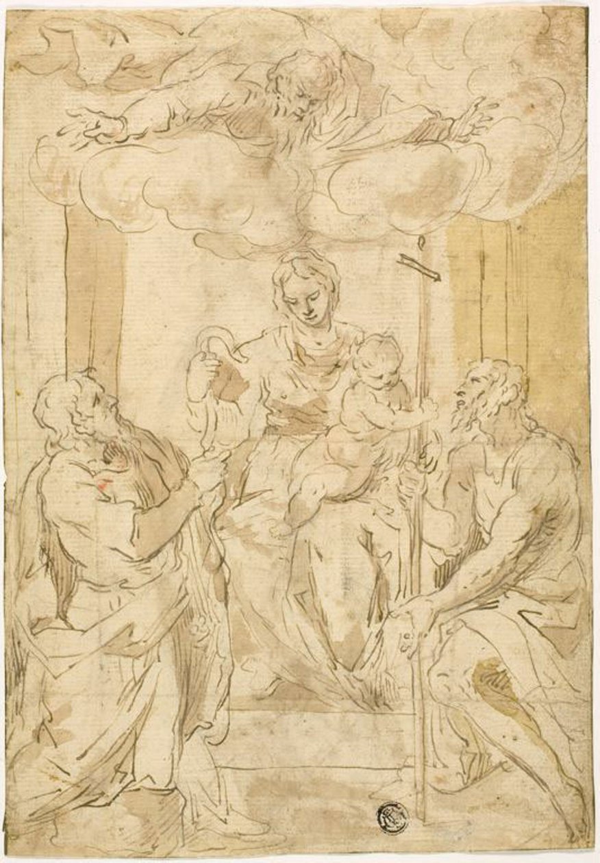 Dziewica z Dzieciątkiem ze św. Tomaszem i Janem Chrzcicielem (recto); Śpiąca Wenus (verso) autorstwa Jacopo Palma il Giovane