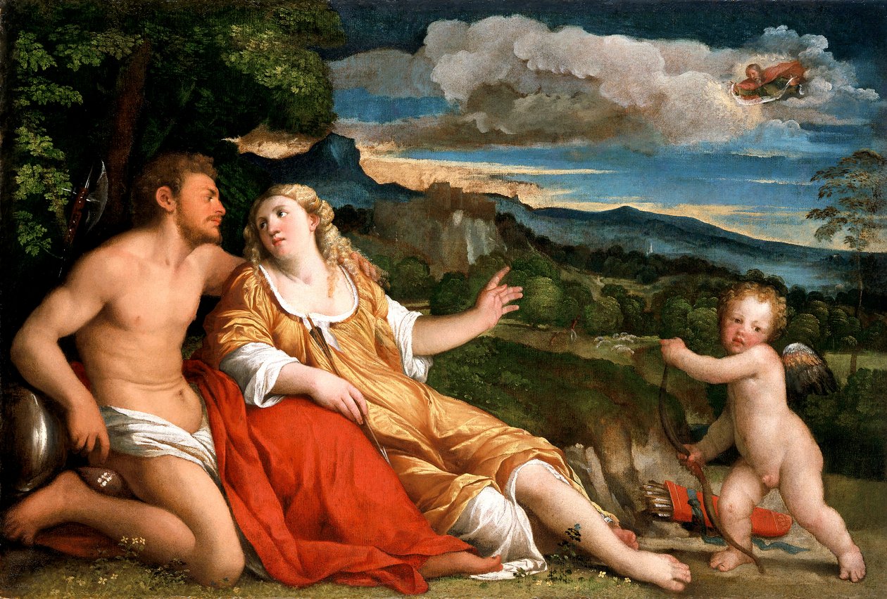 „Mars, Wenus i Kupidyn”, 1520s autorstwa Jacopo Palma il Vecchio