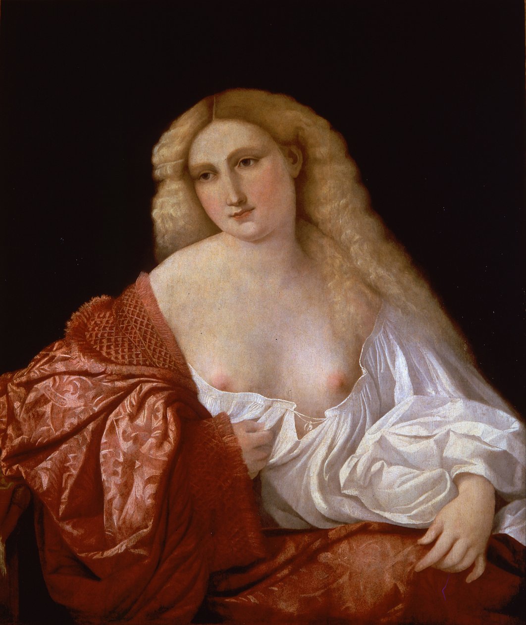 Portret kobiety Portret kurtyzany, 1520 autorstwa Jacopo Palma il Vecchio the Elder