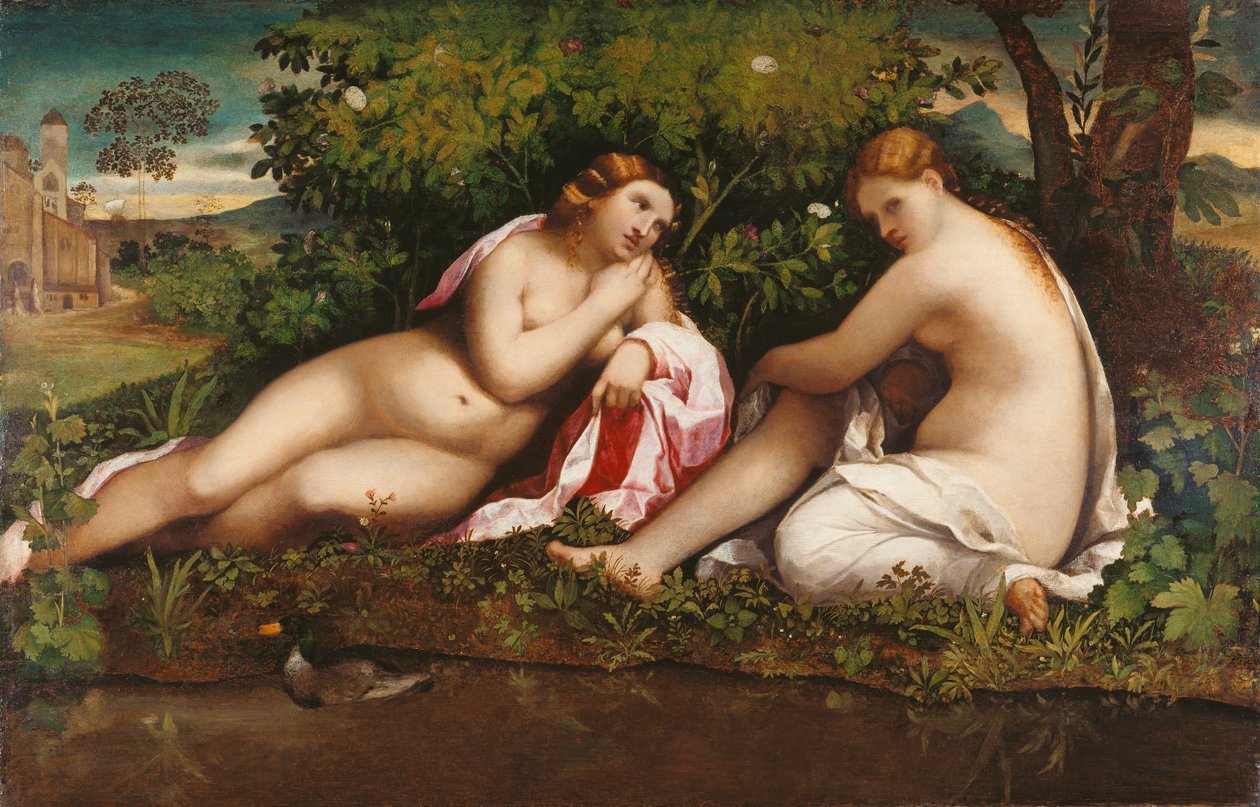 Dwie nimfy w spoczynku Jowisz i Kallisto, ok. godz. 1520. autorstwa Jacopo Palma il Vecchio the Elder