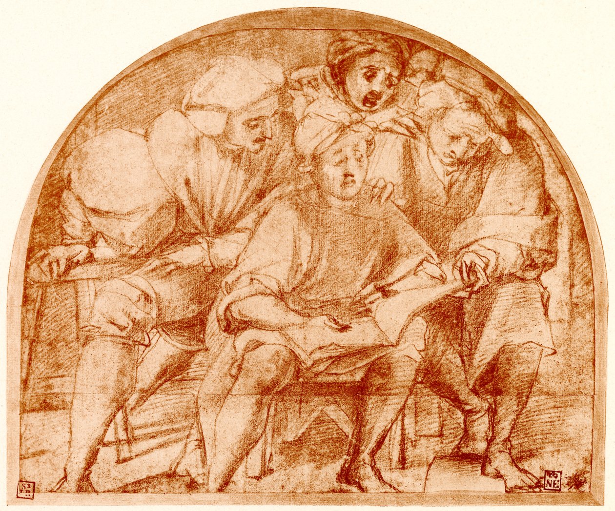 Grupa czterech śpiewaków autorstwa Jacopo Pontormo