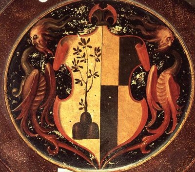 Tarcza heraldyczna, c.1529 (olej na panelu) (rewers 50329) autorstwa Jacopo Pontormo