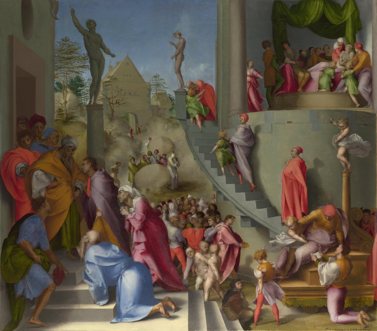 Józef z Jakubem w Egipcie ze Scen z Dziejów Józefa, ok. 1515 autorstwa Jacopo Pontormo