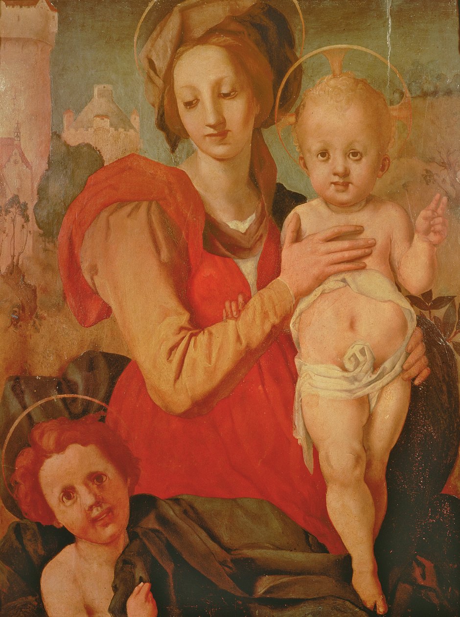 Madonna z Dzieciątkiem Św. Jan Chrzciciel (panel) autorstwa Jacopo Pontormo