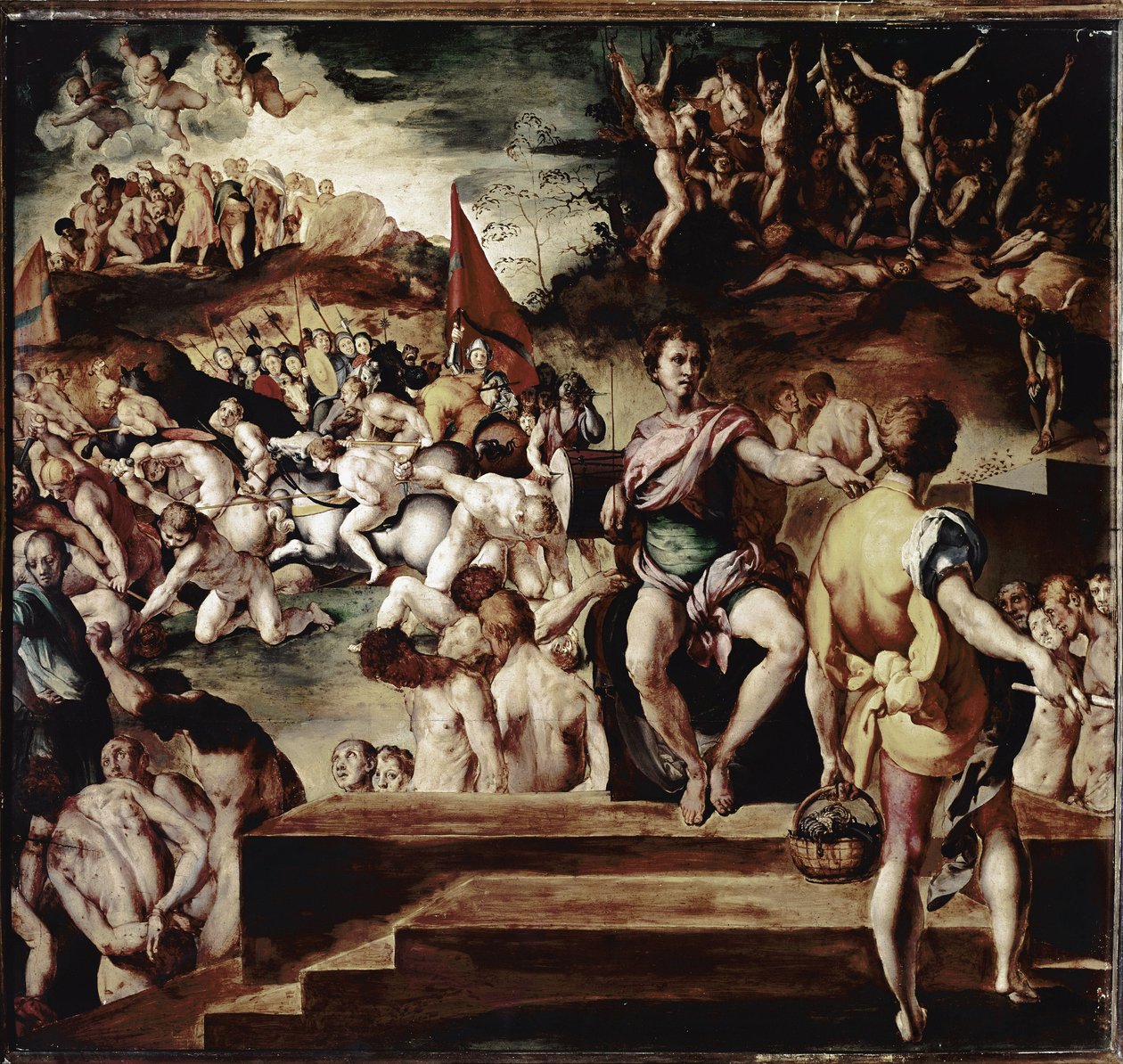 Męczeństwo św. Maurycego i legendarnego rzymskiego Legionu Tebańskiego czyli męczeństwo jedenastu tysięcy (tempera na drewnie autorstwa Jacopo Pontormo