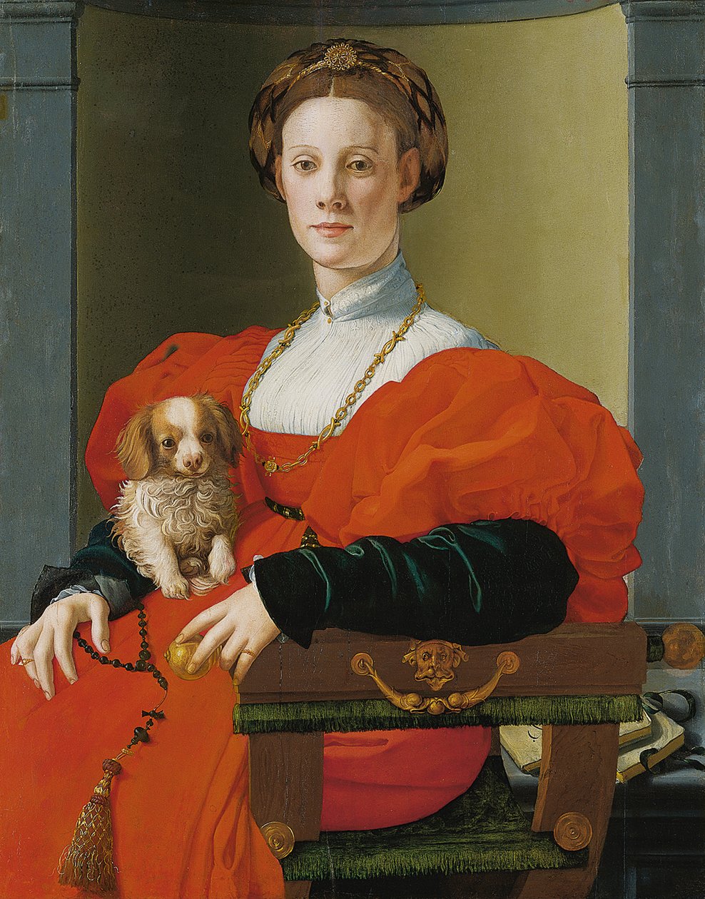 Portret kobiety z małym psem autorstwa Jacopo Pontormo