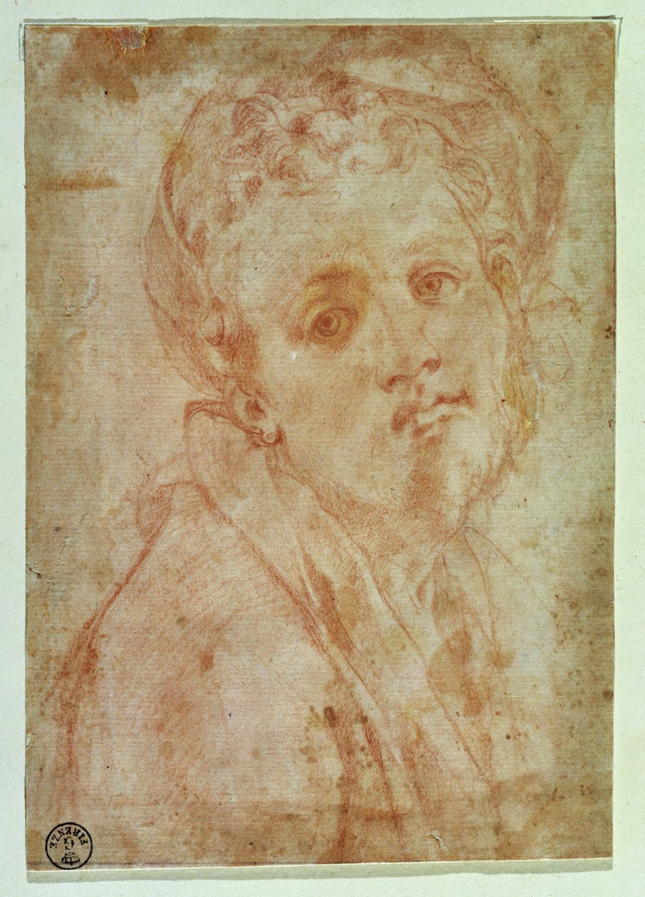 Autoportret (czerwona kreda na papierze) autorstwa Jacopo Pontormo