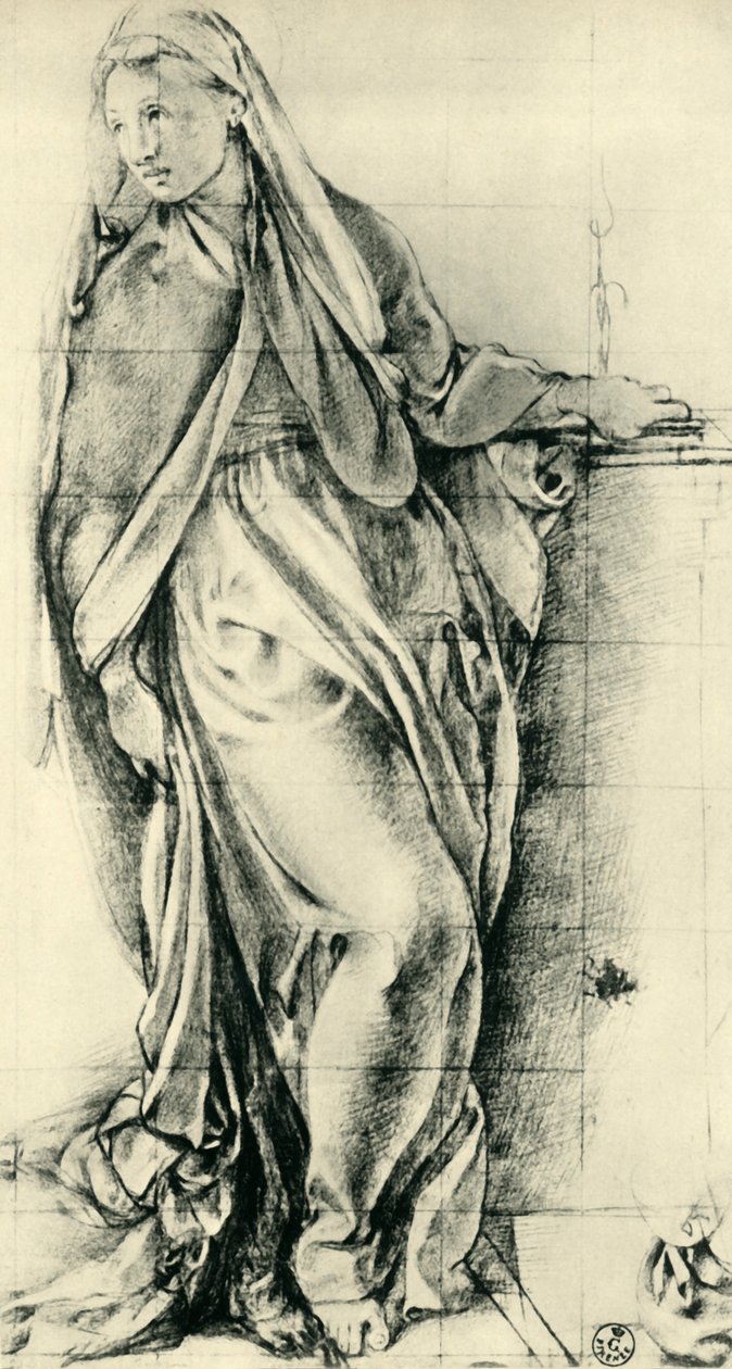 Szkic Matki Boskiej do Zwiastowania, poł. XVI w., 1943 r. autorstwa Jacopo Pontormo