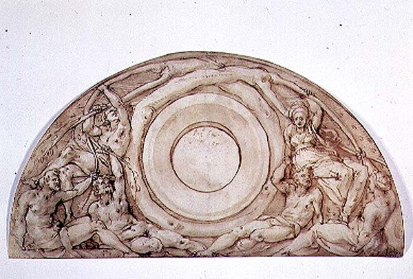 Nauka na lunetę (pióro i atrament na pokładzie) autorstwa Jacopo Pontormo