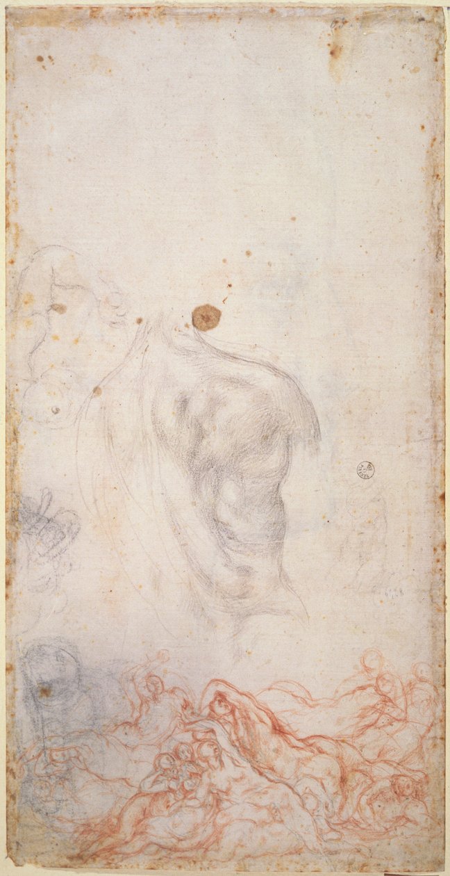 Studium Zmartwychwstania (kreda na papierze) autorstwa Jacopo Pontormo