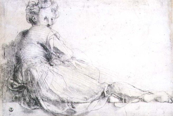 Studium postaci kobiecej dla Villa Medici w Poggio a Caino (węgiel drzewny) autorstwa Jacopo Pontormo