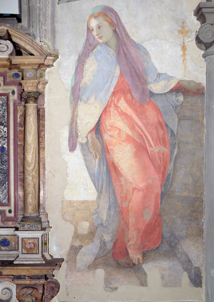 Nawiedzenie, fragment Elżbiety na prawo od ołtarza autorstwa Jacopo Pontormo