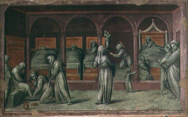 Oddział Kobiecy w Szpitalu św. Mateusza (fresk) autorstwa Jacopo Pontormo