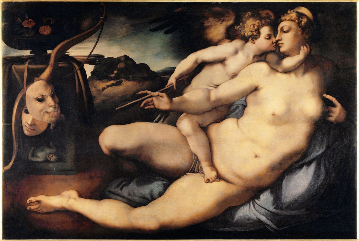 Wenus i Kupidyn (Wenus i Kupidyn) Obraz Jacopo Carrucci dit il Pontormo (Pontormo) (1494-1556) 1532-1534 Dim 128x197 cm Florencja, Galeria Accademia Włochy autorstwa Jacopo Pontormo
