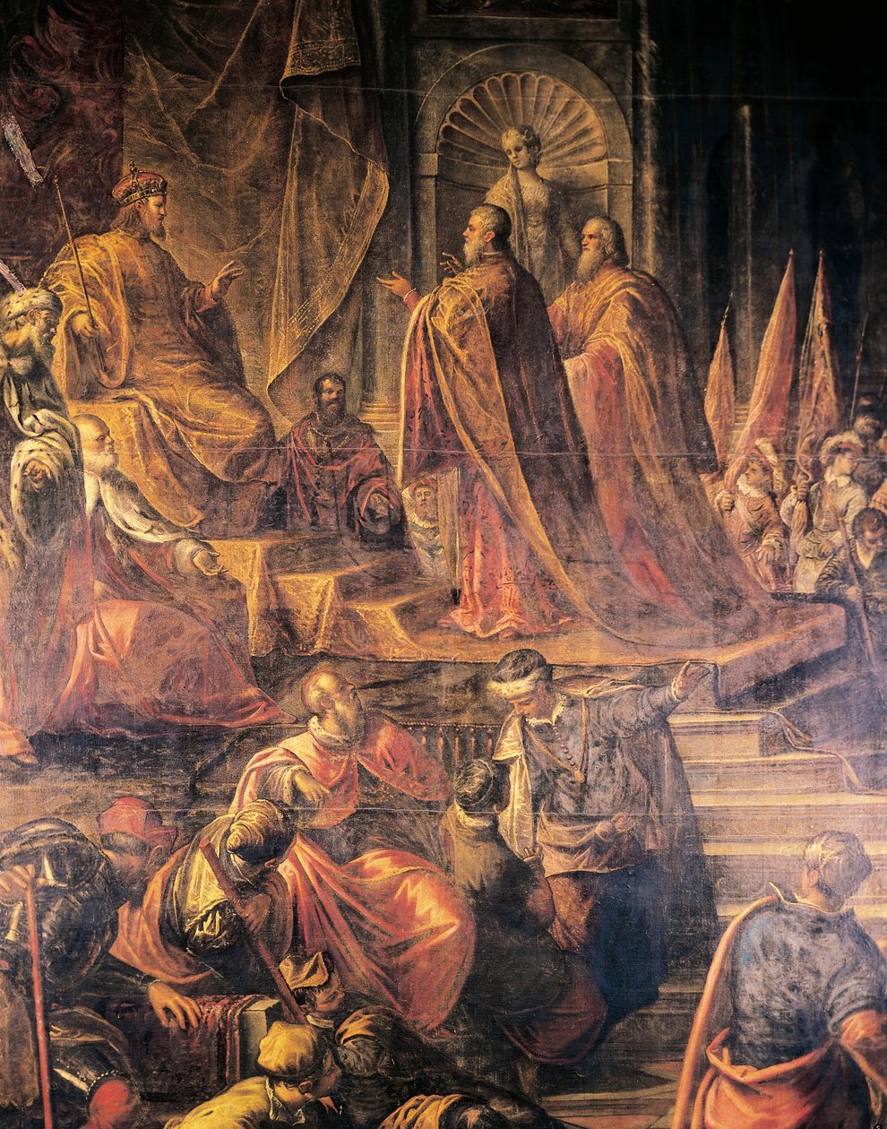 Ambasadorzy papieża i Wenecjan błagający Barbarossę o pokój na próżno, przez Jacopo Tintoretto (1519-1594) i jego warsztat, Wielka Sala Rady, Pałac Dożów, Wenecja. Włochy autorstwa Jacopo Robusti Tintoretto
