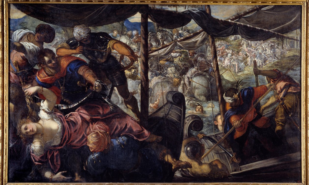 Bitwa między Turkami a chrześcijanami. Jacopo Robusti Tintoretto dit Le tintoret (1518-1594) autorstwa Jacopo Robusti Tintoretto