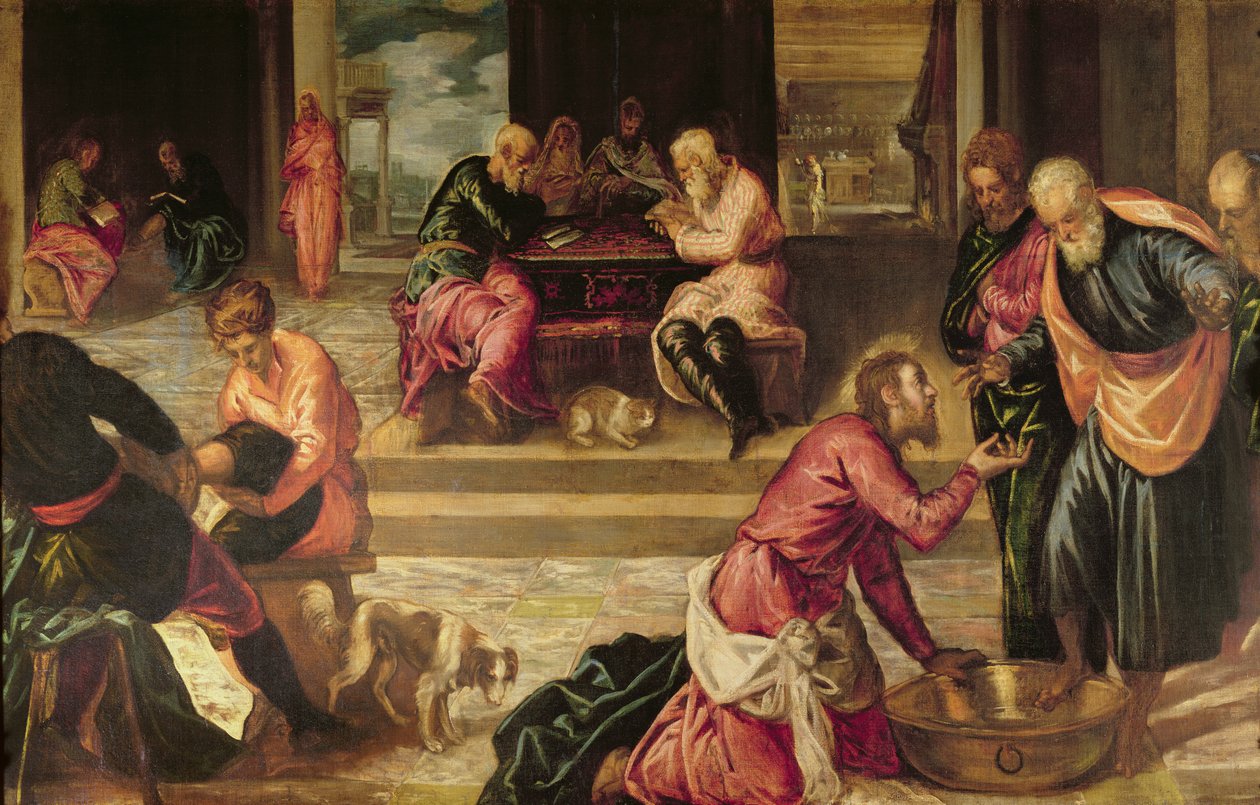 Chrystus myje stopy uczniom autorstwa Jacopo Robusti Tintoretto