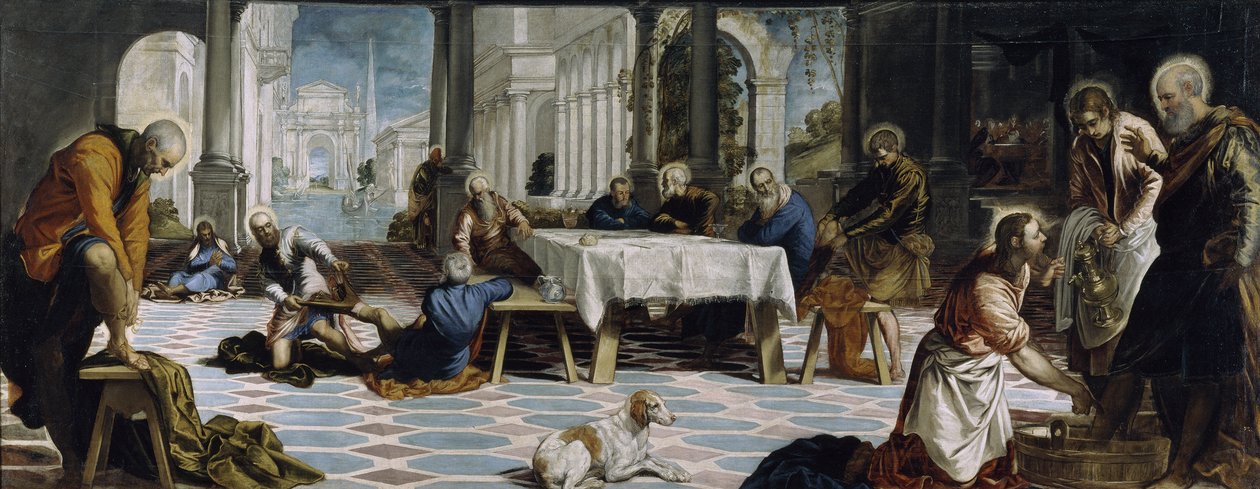 Chrystus myjący stopy uczniom, 1548 autorstwa Jacopo Robusti Tintoretto
