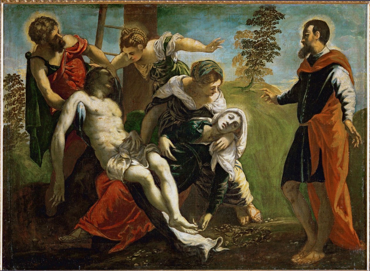 Zejście z krzyża ze świętą Marią i Marią z Magdali (obraz na płótnie) autorstwa Jacopo Robusti Tintoretto