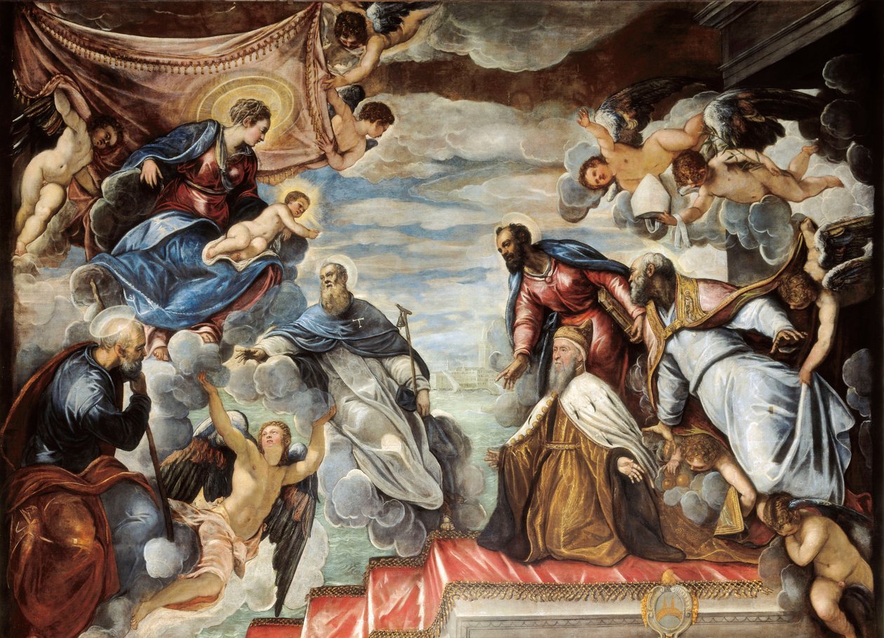 „Doża Nicolo da Ponte klęczy przed Dziewicą” autorstwa Jacopo Robusti Tintoretto