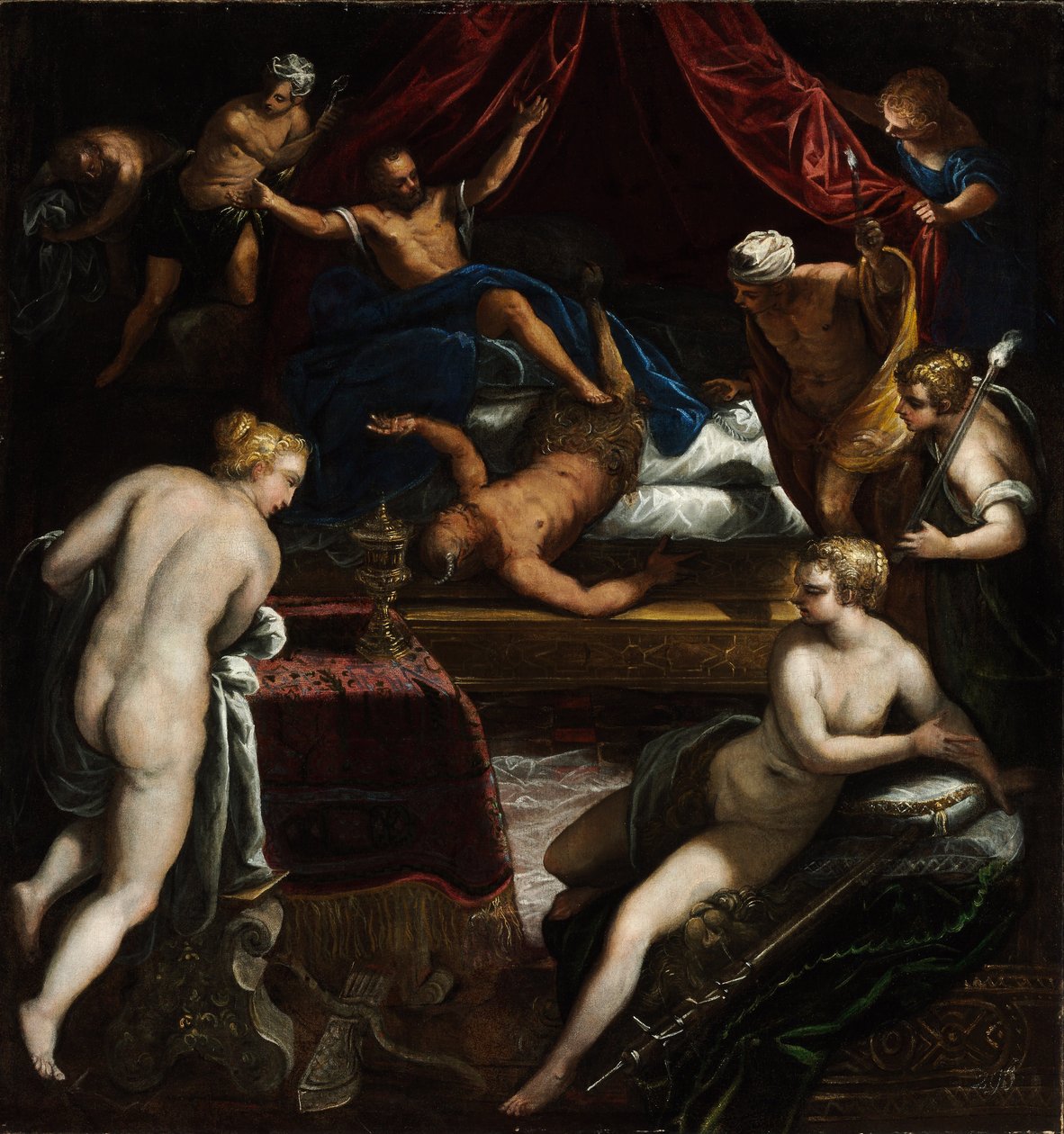 Herkules wypędzający fauna z łóżka Omphales autorstwa Jacopo Robusti Tintoretto