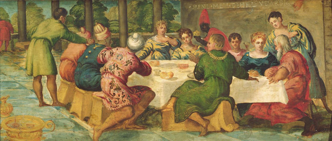 Bankiet króla Belszazzara, ok. 154344 (panel) (detal z 70487) autorstwa Jacopo Robusti Tintoretto