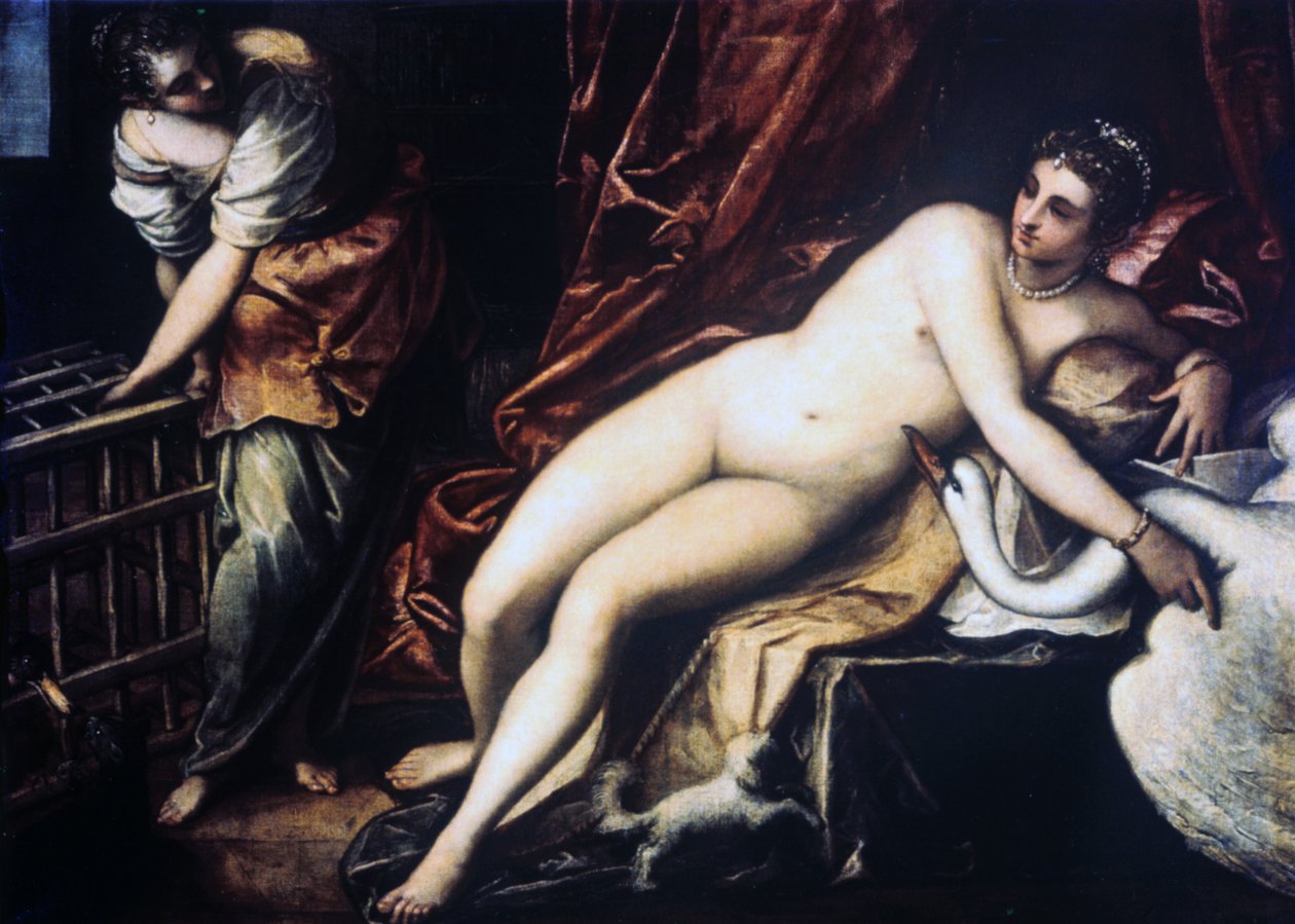 Leda i łabędź, 1550-1560 autorstwa Jacopo Robusti Tintoretto