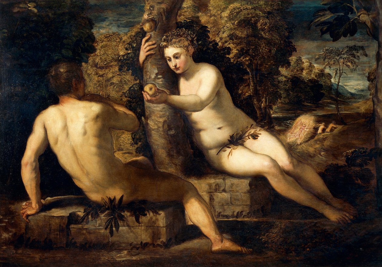 Grzech pierworodny autorstwa Jacopo Robusti Tintoretto