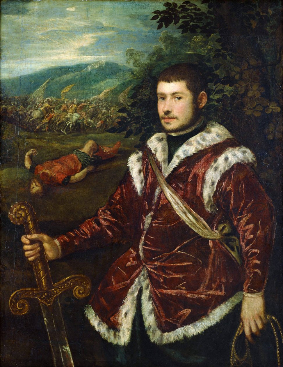 „Portret młodego mężczyzny powiedział, że Dawid zabił Goliata” Obraz Jacopo Tintoretto (Tintoretto) (1518-1594) ok. 1555 r. Narodowe Muzeum Sztuki Zachodniej, Tokio, Japonia autorstwa Jacopo Robusti Tintoretto