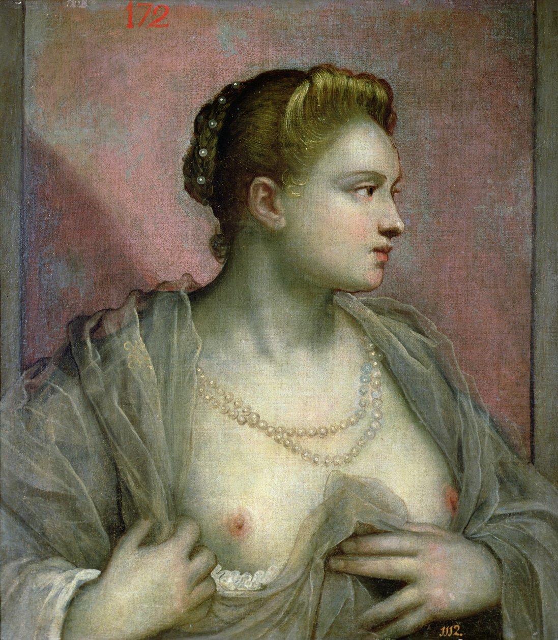 Portret kobiety odsłaniającej piersi, ok. 1570 autorstwa Jacopo Robusti Tintoretto