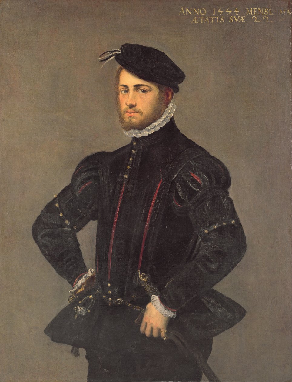 Portret młodego mężczyzny w wieku 22 lat, 1554 autorstwa Jacopo Robusti Tintoretto