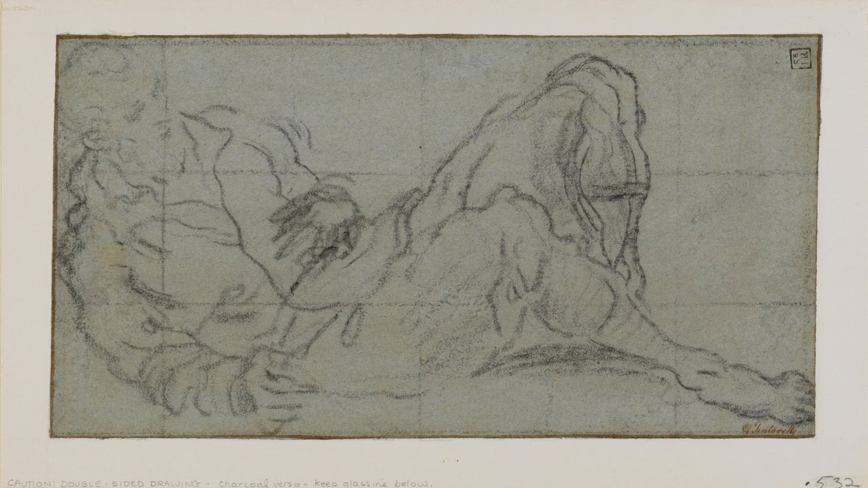 Leżąca figura mężczyzny, 1560-9 (kreda na papierze) autorstwa Jacopo Robusti Tintoretto