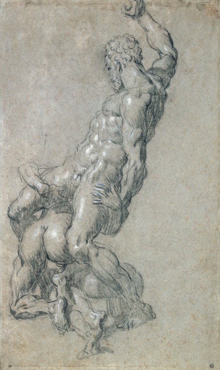 Samson zabijający Filistynów (węgiel drzewny na papierze) autorstwa Jacopo Robusti Tintoretto