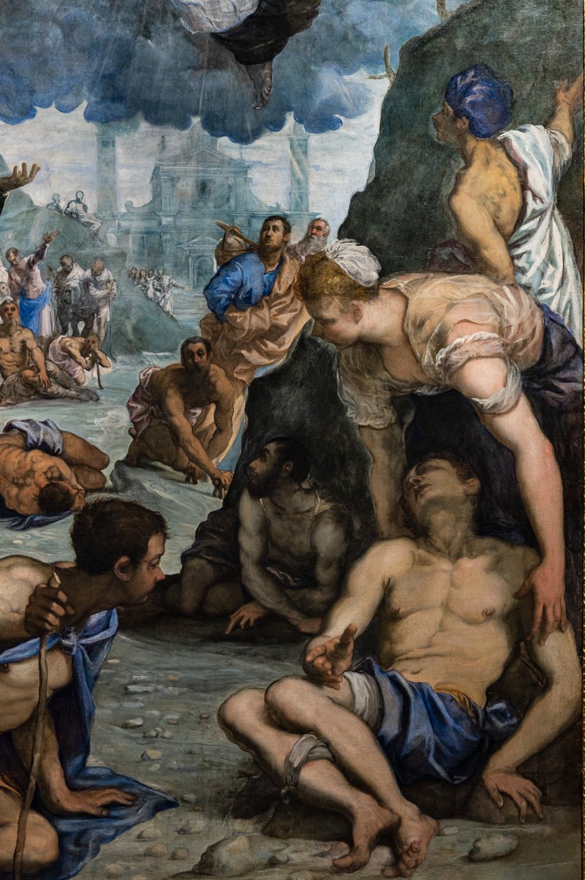 Św. Augustyn uzdrawia chromych, szczegół autorstwa Jacopo Robusti Tintoretto