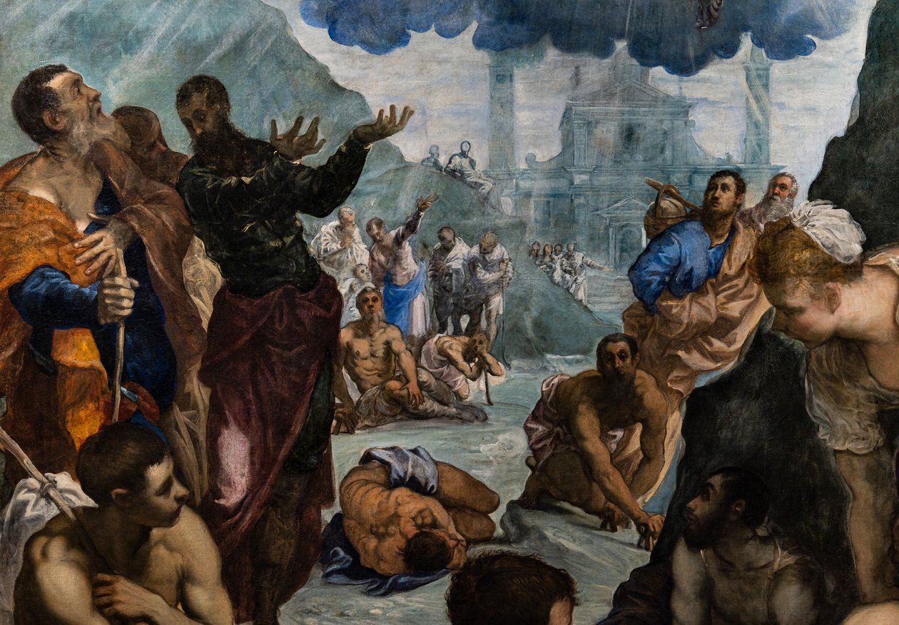 Św. Augustyn uzdrawia chromych, szczegół autorstwa Jacopo Robusti Tintoretto