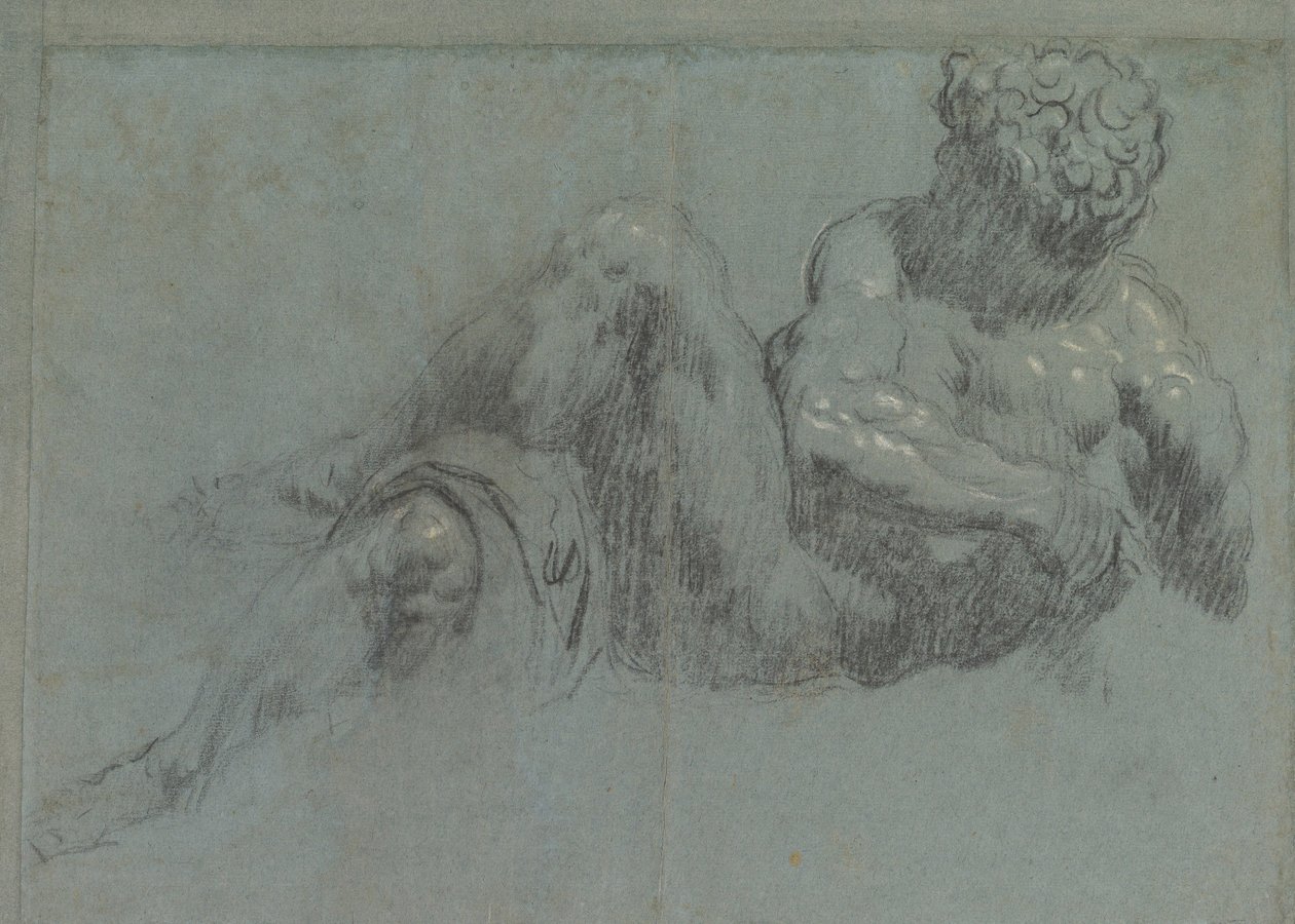 Studium według Michała Anioła Giorna, ok. 1550-55 (kreda na papierze) autorstwa Jacopo Robusti Tintoretto